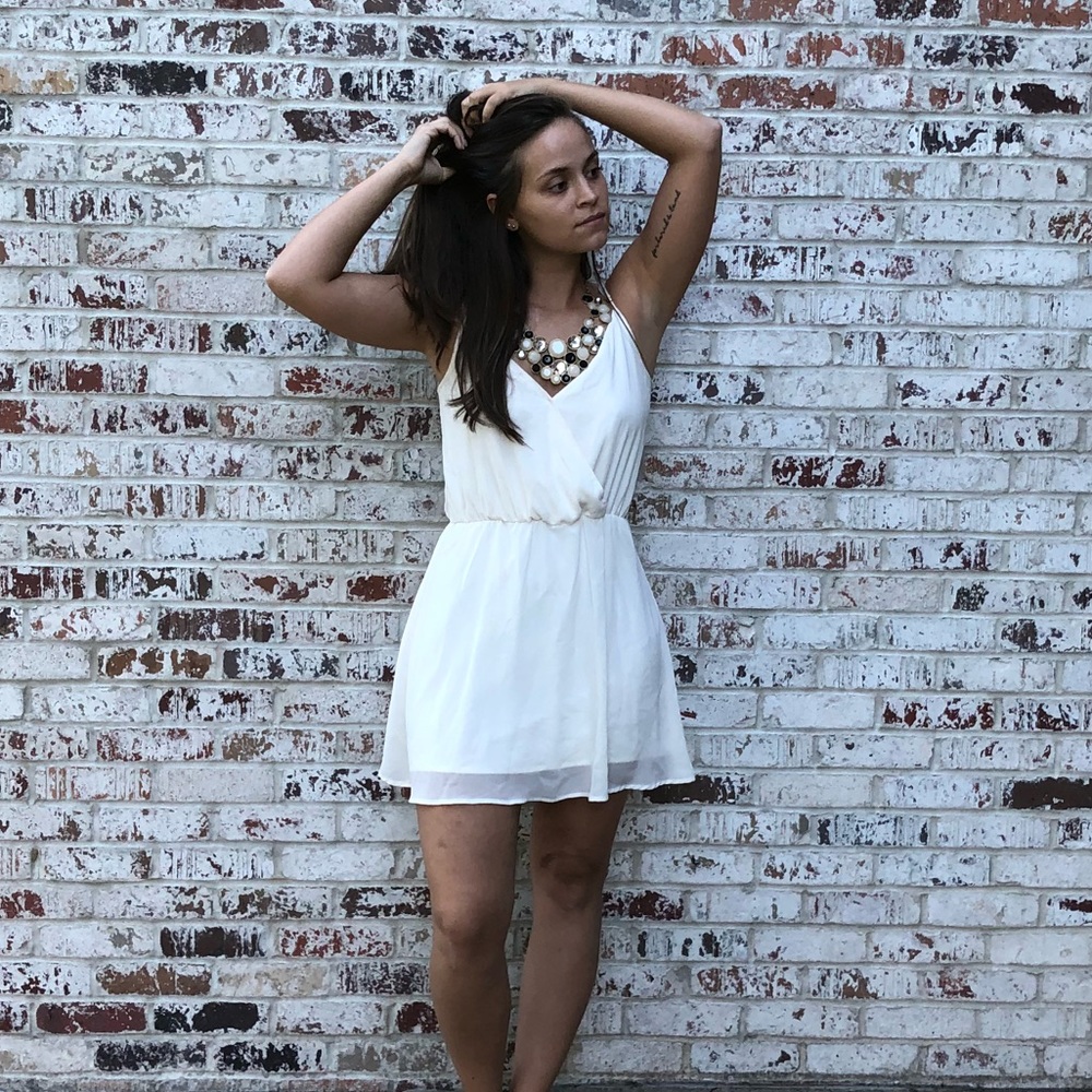 F21 Cream Wrap Style Dress
